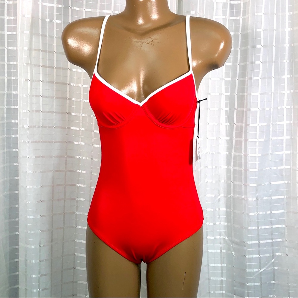 NWT Shade & Shore Light Lift Red One Piece 34B
